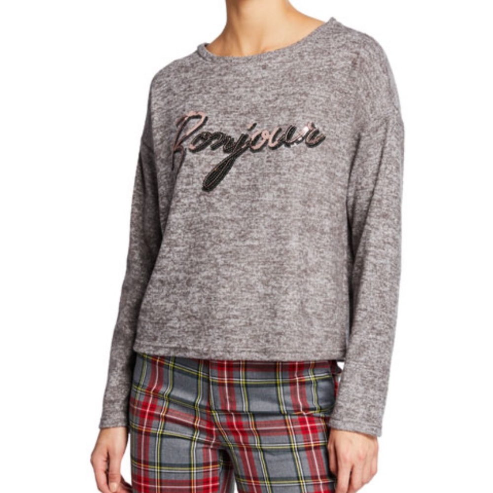 Free Generation Sequin Bonjour Sweater Tee Medium